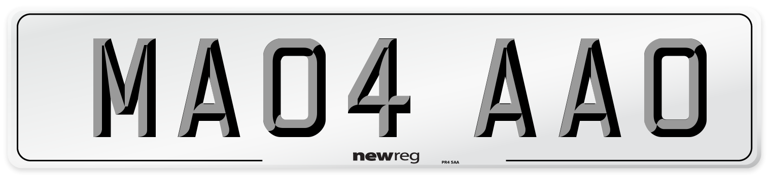 MA04 AAO Number Plate from New Reg